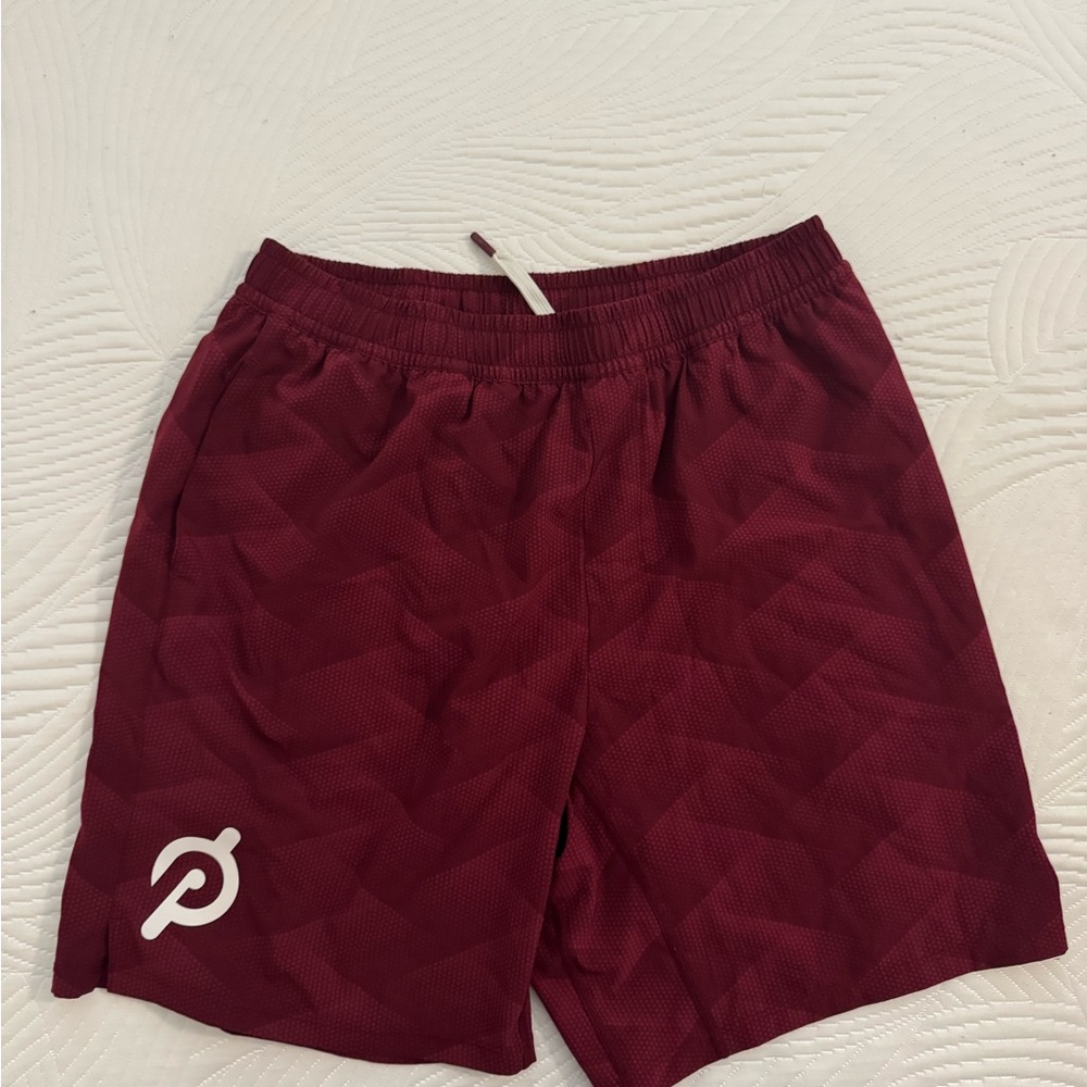Peloton Red Athletic Shorts with Elastic Waistband
